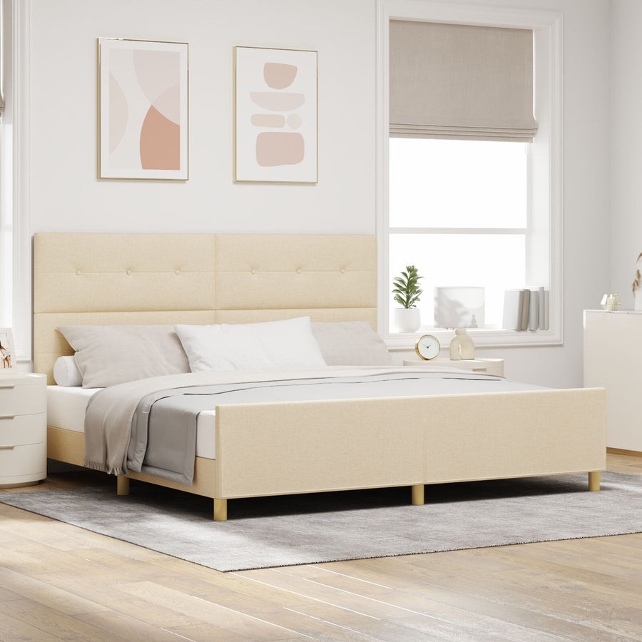 Bedframe Crème 200X200 Cm Stoffen Crème
