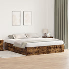 Storage Bed Frame Smoked Oak 200 x 200 cm Engineered Wood