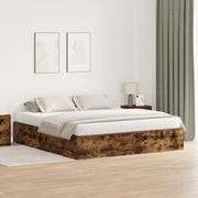 Storage Bed Frame Smoked Oak 200 x 200 cm Engineered Wood