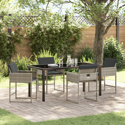 5-Delige Tuinset Met Kussens Lichtgrijs Poly Rattan