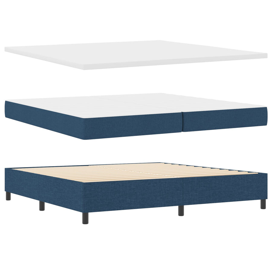 Boxspringbed Met Matras Stof Blauw 200 x 200 cm Knop tufted