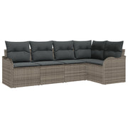 Tuinset poly rotan grijs 6 personen