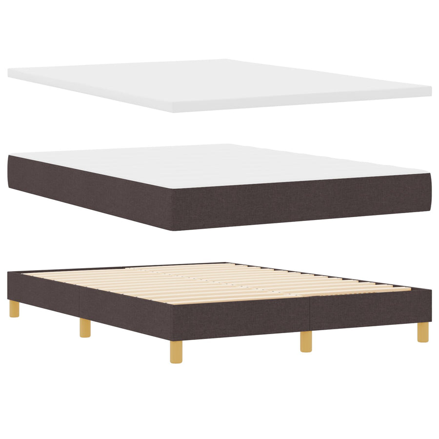 Boxspringbed Met Matras Stof Donkerbruin 140 x 200 cm Knoop-geplooid