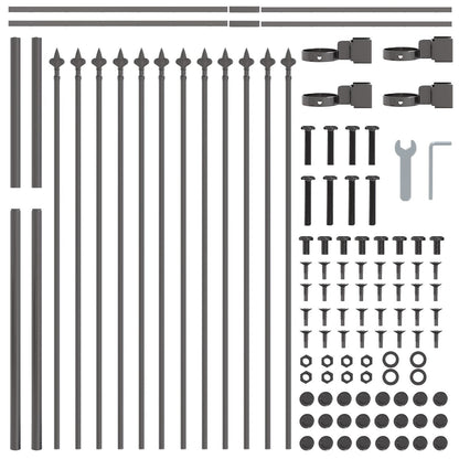 Tuinafscheiding Met Speerpunt 15,3X1,2 M Staal Grijs 1.2 m 15.3 m