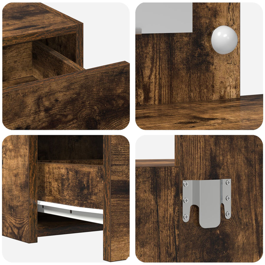 Wandkaptafel Verlichting 83 x 40 x 70 cm Gerookt eiken met LED
