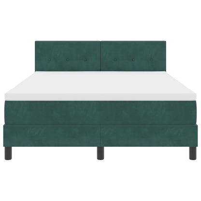 Boxspringbed Met Matras Donkergroen 140X200 Cm Fluweel Blauw