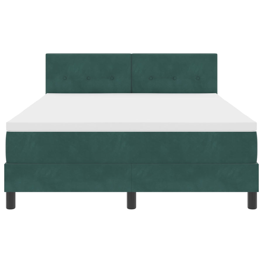Boxspringbed Met Matras Donkergroen 140X200 Cm Fluweel Blauw