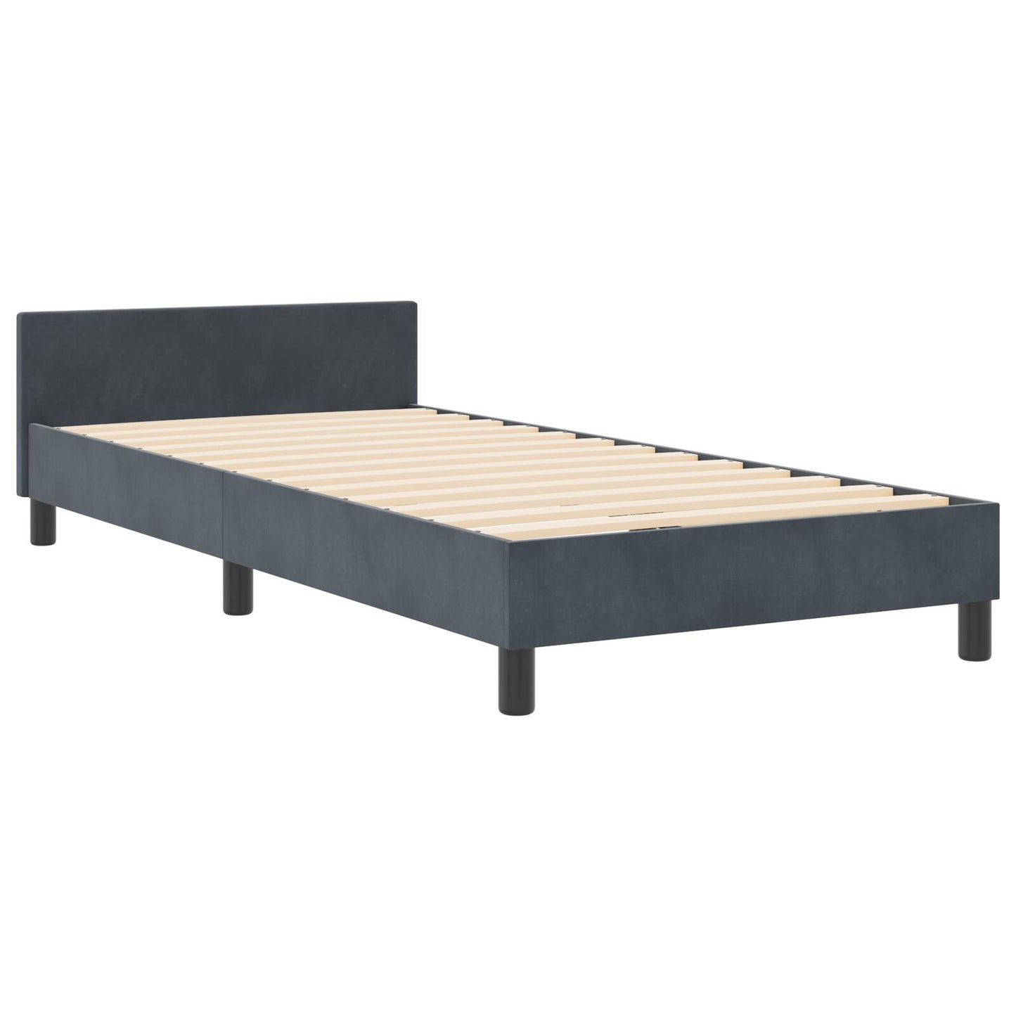 Bedframe Donkergrijs 90X190 Cm Velours Crème