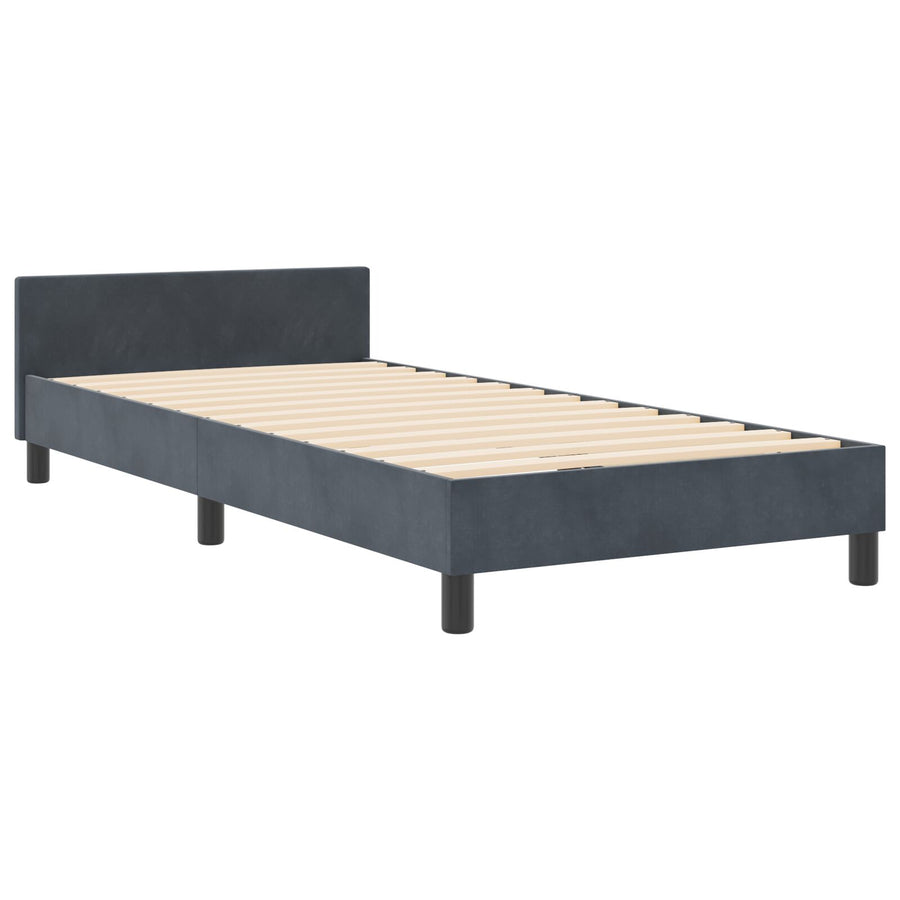 Bedframe Donkergrijs 90X190 Cm Velours Crème