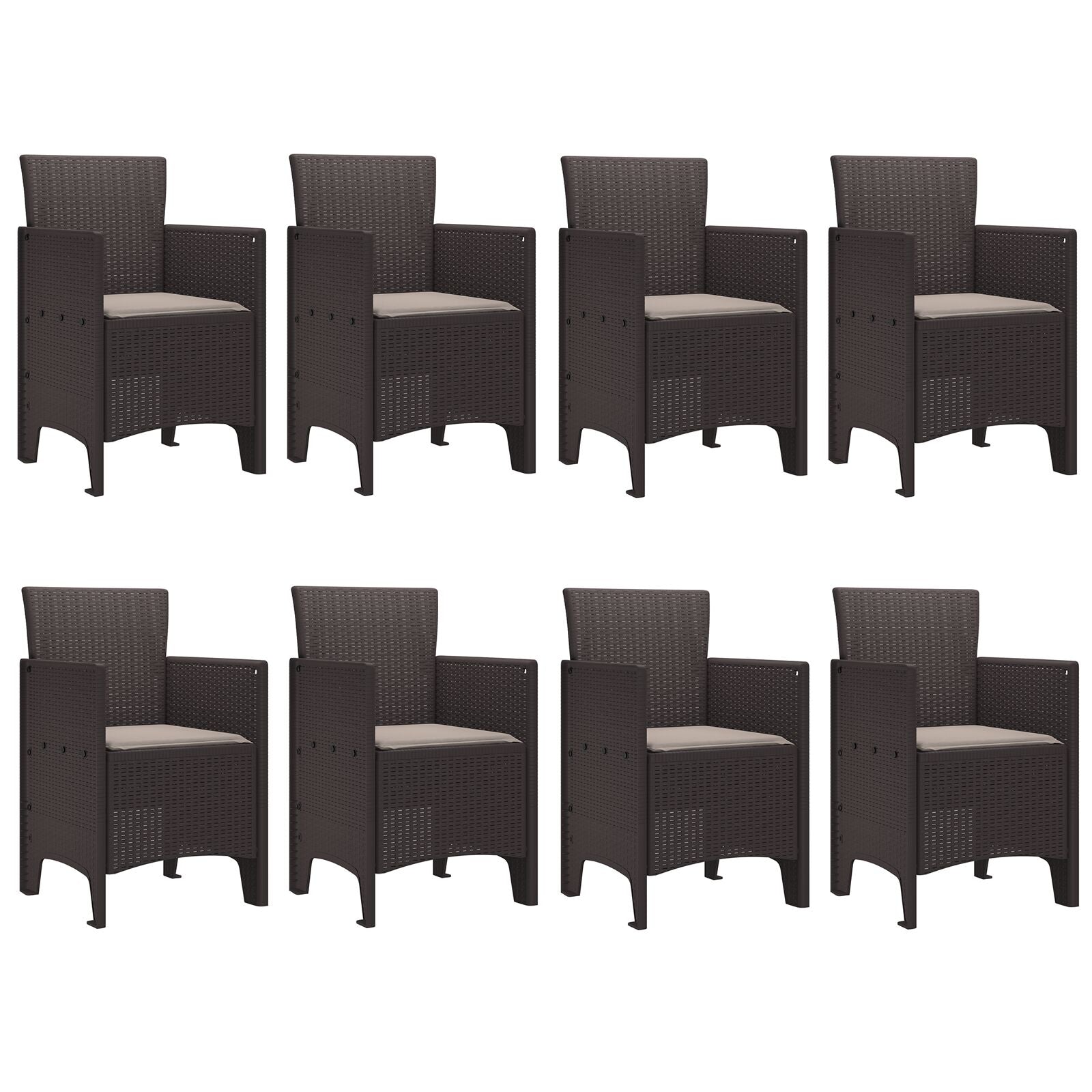 9-Delige Tuinset Met Kussens Bruin Poly Rattan