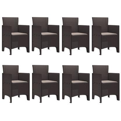 9-Delige Tuinset Met Kussens Bruin Poly Rattan