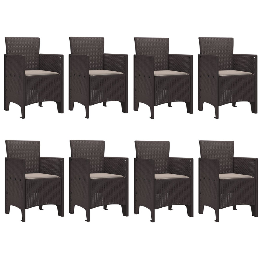 9-Delige Tuinset Met Kussens Bruin Poly Rattan