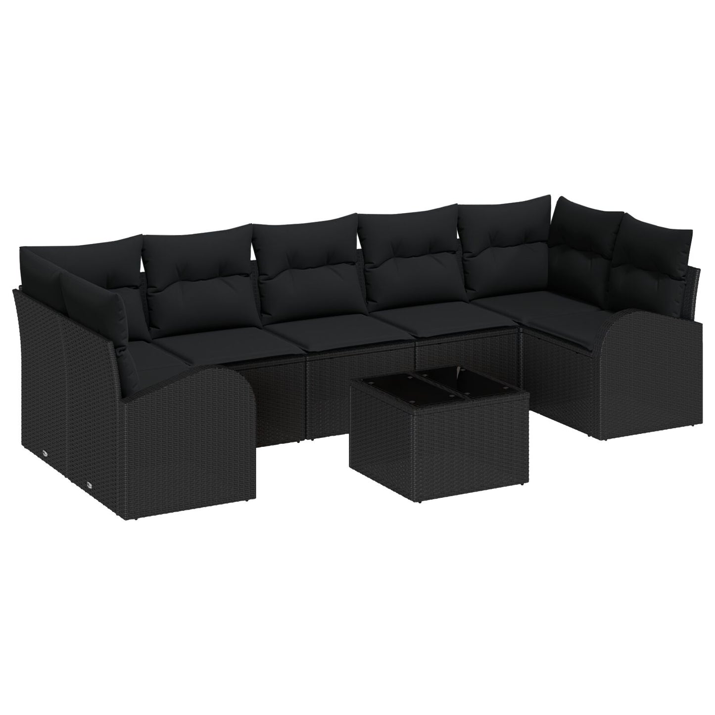8-Piece Tuin Sofa Set Met Kussens Zwart Poly Rattan