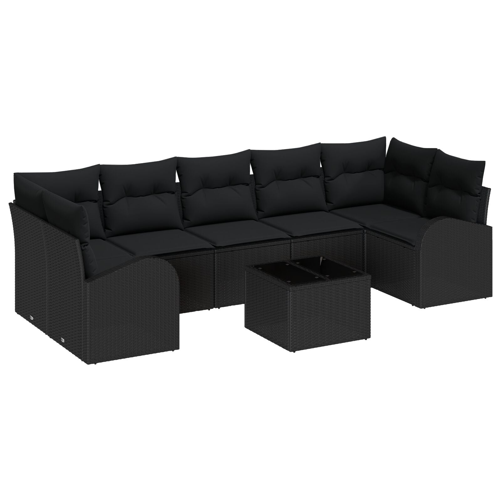 8-Piece Tuin Sofa Set Met Kussens Zwart Poly Rattan
