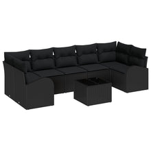 8-Piece Tuin Sofa Set Met Kussens Zwart Poly Rattan