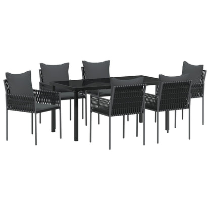 Set Van 4 Zwarte Stoelen, Donkergrijze Kussens