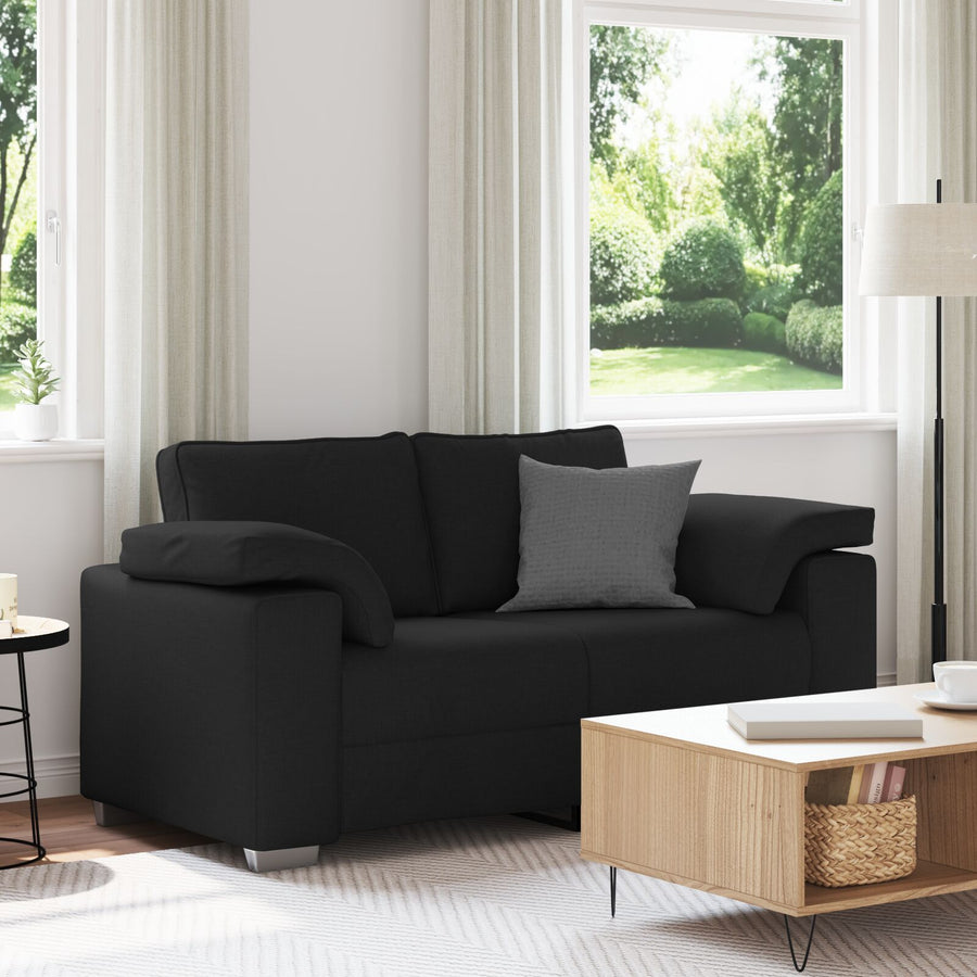 Love Seat Bank Stof Zwart 120 cm