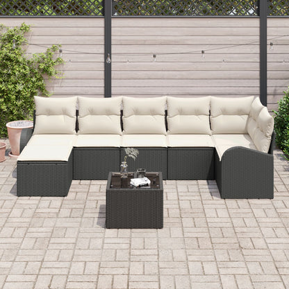 7-Delige Tuin Sofa Set Met Kussens Bruin Poly Rattan