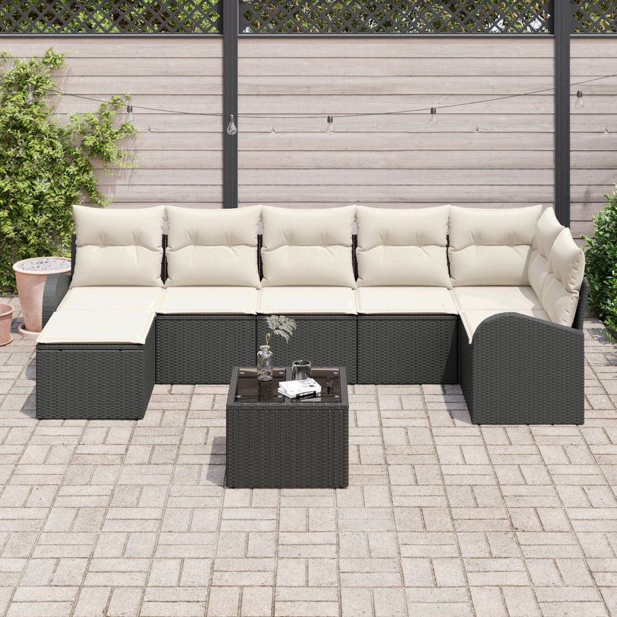 7-Delige Tuin Sofa Set Met Kussens Bruin Poly Rattan