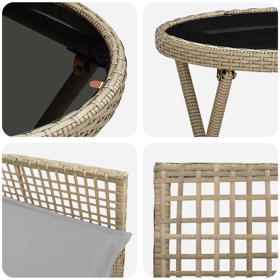 3-Delig Tuin Bistro Set Met Kussens Beige Poly Rattan