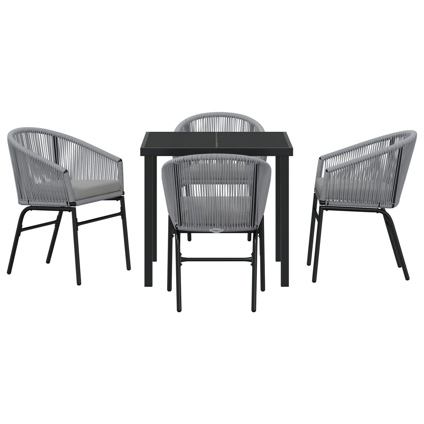 5-Delige Tuin Eetset Grijs Poly Rattan