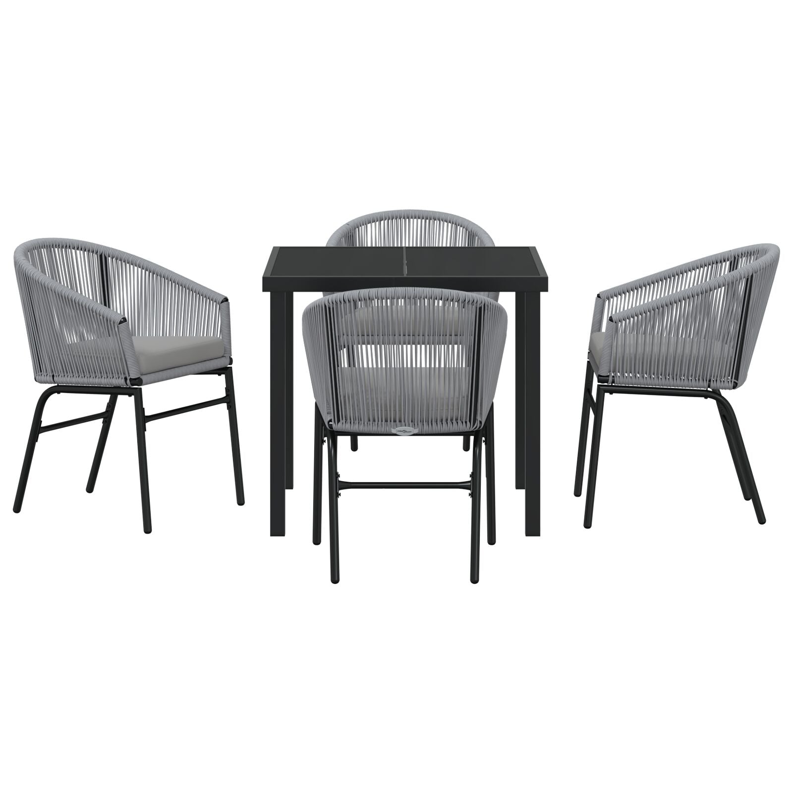 5-Delige Tuin Eetset Grijs Poly Rattan