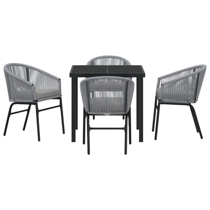 5-Delige Tuin Eetset Grijs Poly Rattan