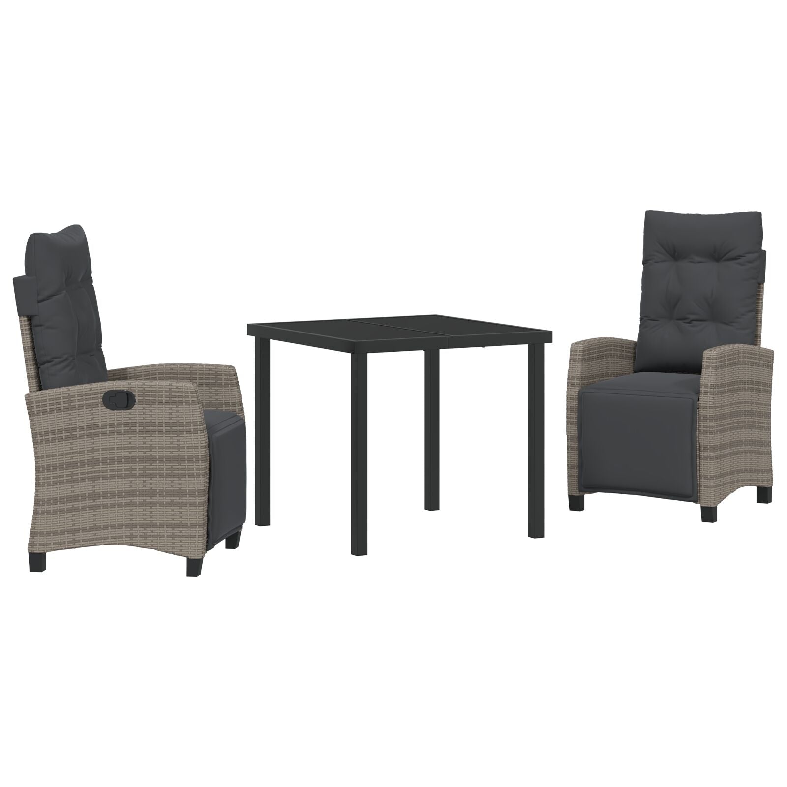 3-Delige Tuin Eet Set Grijs Poly Rattan