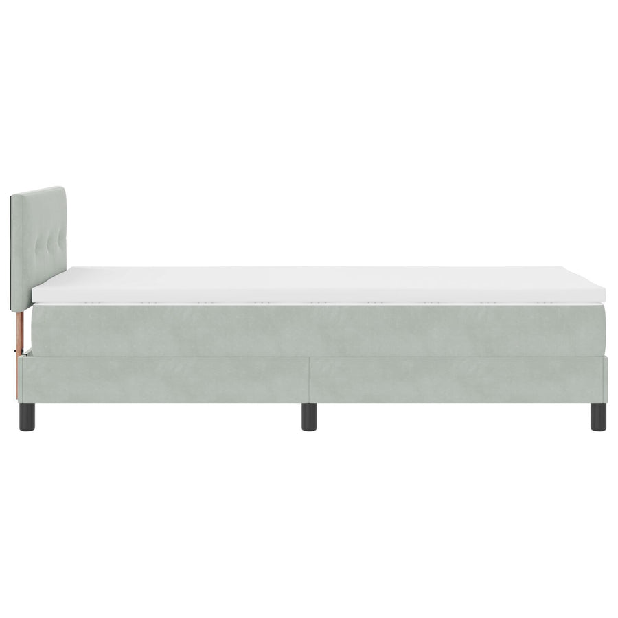 Boxspringbed Met Matras Lichtgrijs Eenpersoons Velours Blauw