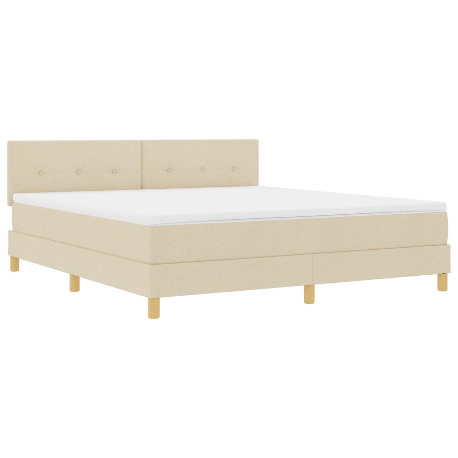 Boxspringbed Met Matras Stof Crème 180 x 200 cm Geknoopt