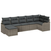 Tuinset poly rattan grijs 5 personen modulair