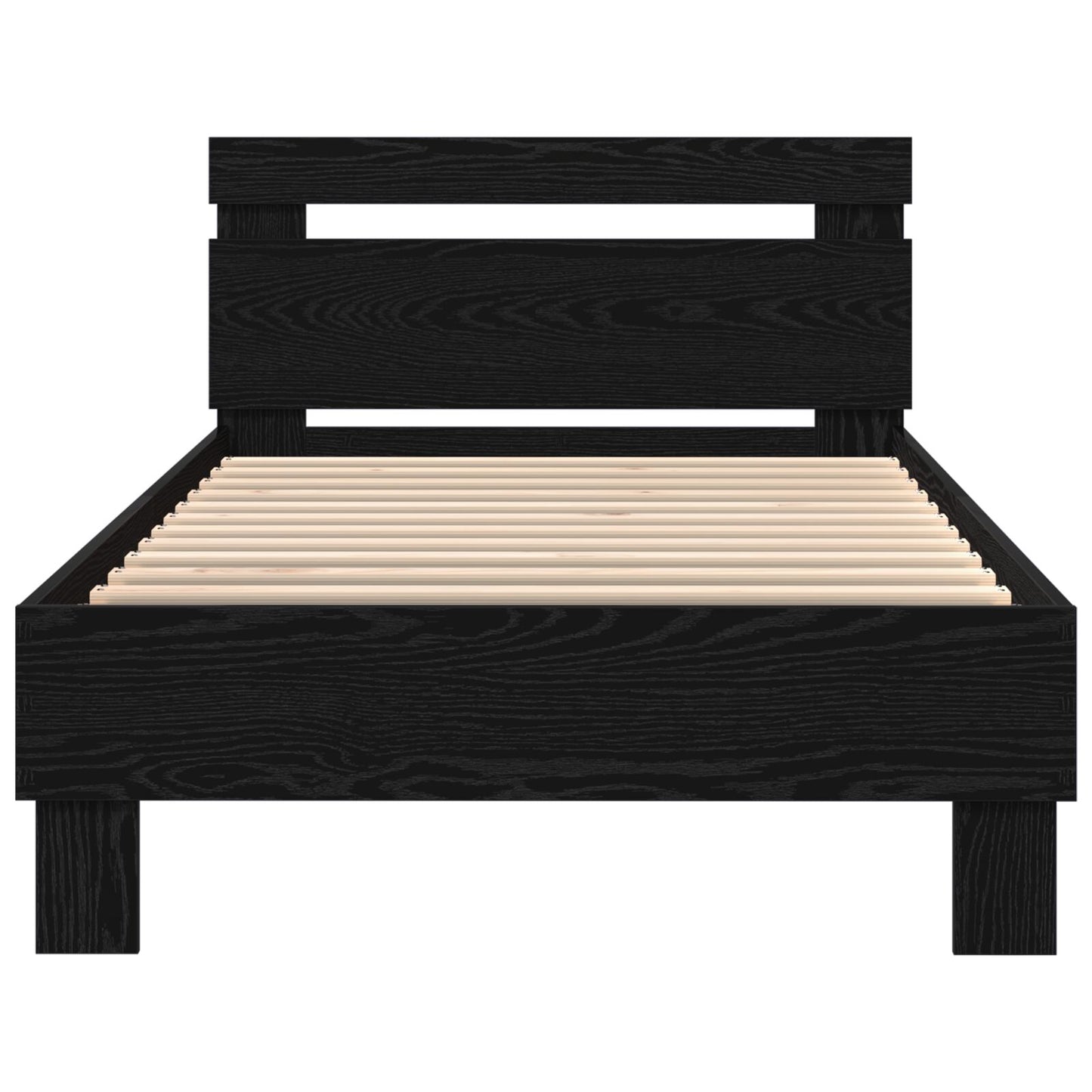 Bedframe Met Led-Verlichting Engineered Wood Zwart Eiken 75 x 190 cm