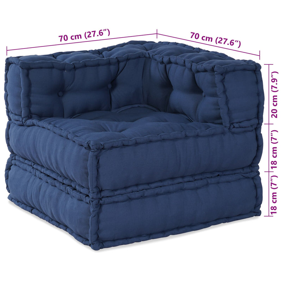 Modulair Poef Set Van 2 In Stof Indigo 70 x 70 x 54 cm 2x hoek