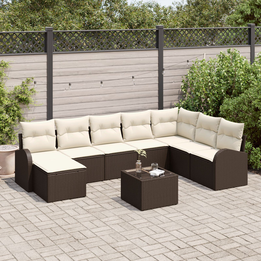 Tuin Sofa Set Set Van 9 Wit Pe Rattan Tuin Sofa Set Rechthoekig
