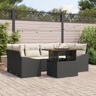 Garden Dining Set with Cushions 7 pcs Black and Cream