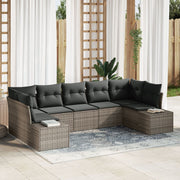 Tuinset poly rattan 7-delig grijs