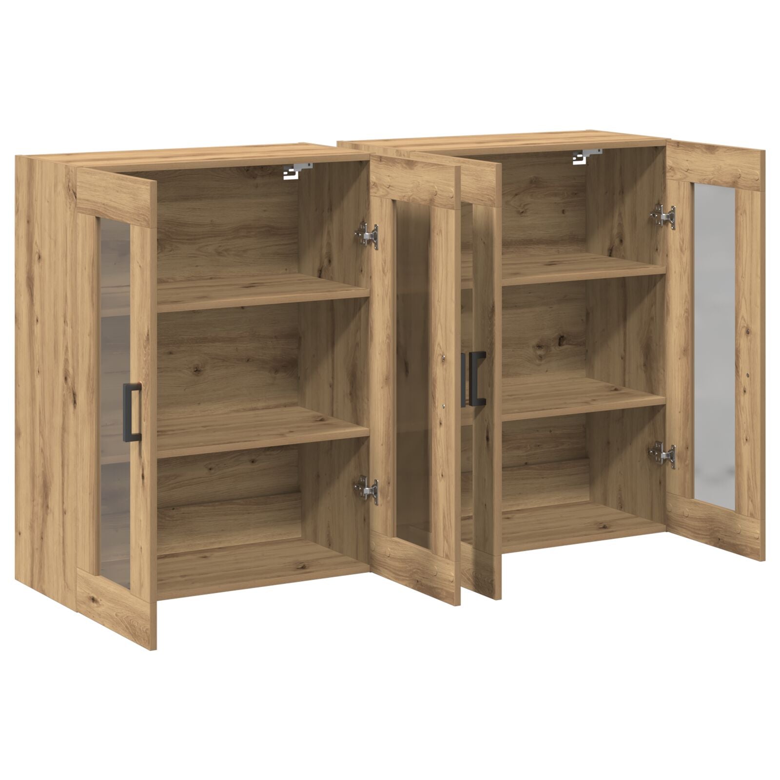 Wandkast Set Van 2 Artisan Eiken Bewerkt Hout 139 X 34 X 90 Cm