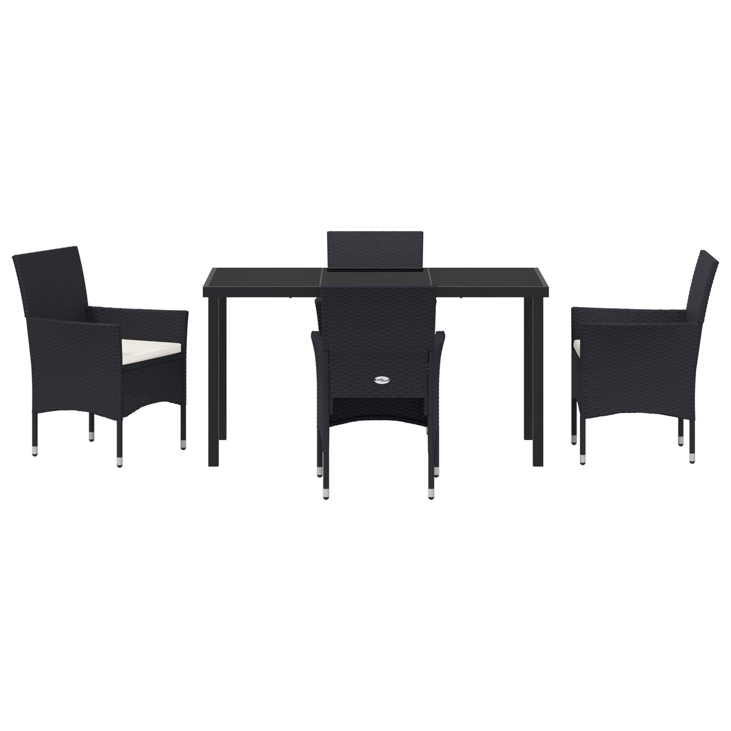 5-Delige Tuin Eetset Zwart Poly Rattan