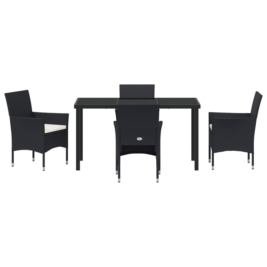 5-Delige Tuin Eetset Zwart Poly Rattan