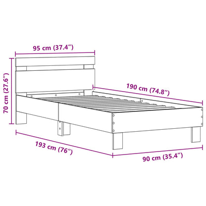 Bedframe Massief Hout Stevig Rechthoekig Oud Hout 90 x 190 cm
