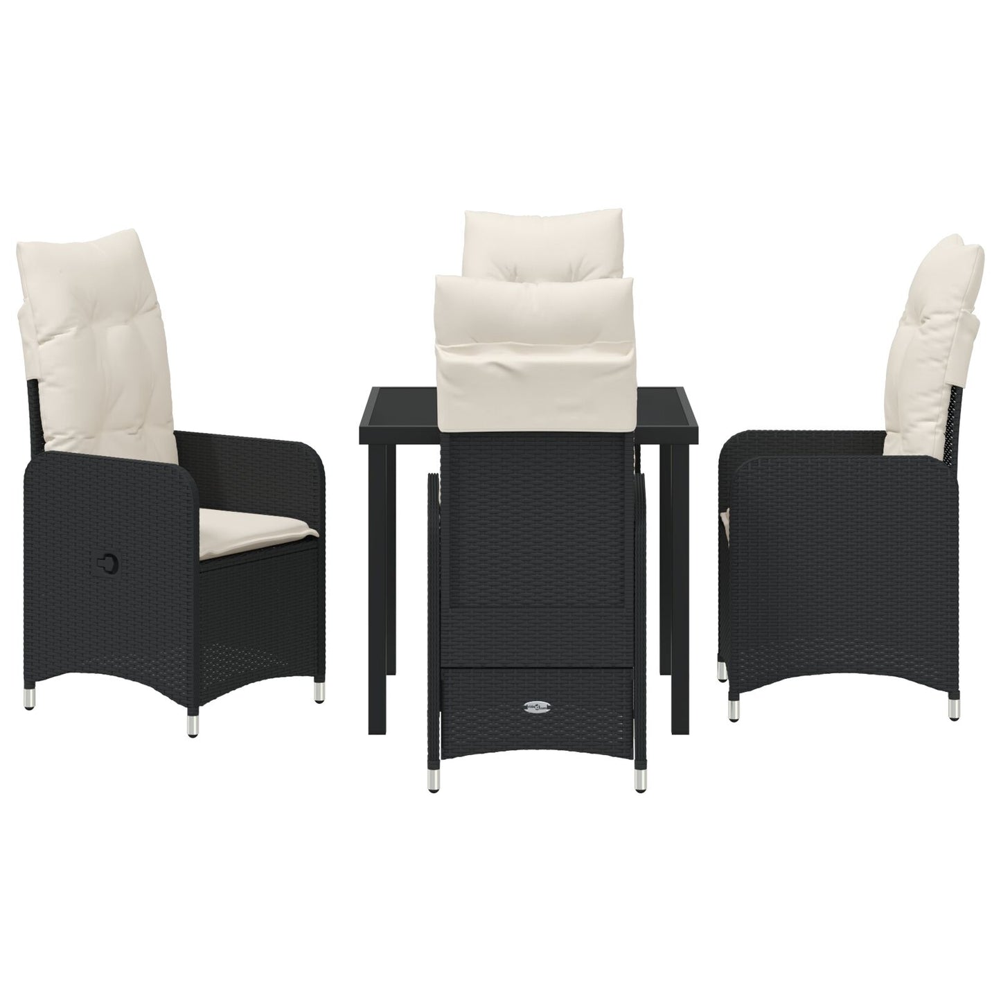 5-Delige Tuinset Met Kussens Zwart Poly Rattan