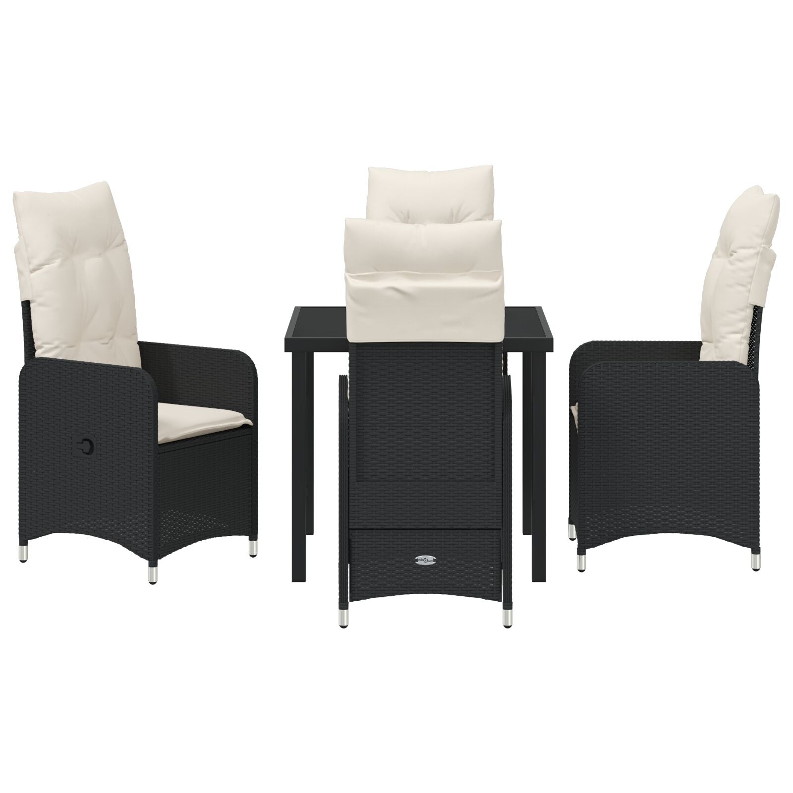 5-Delige Tuinset Met Kussens Zwart Poly Rattan