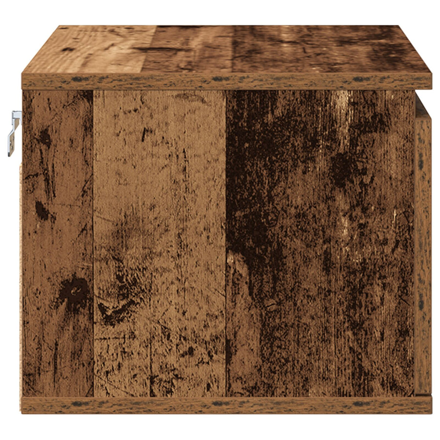 Nachtkastje Met Led Wandmontage 50X36X30 Cm 1 Oude hout