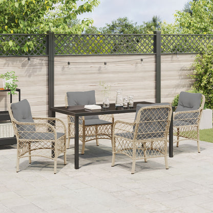 5-Delige Tuinset Met Kussens Beige Poly Rattan