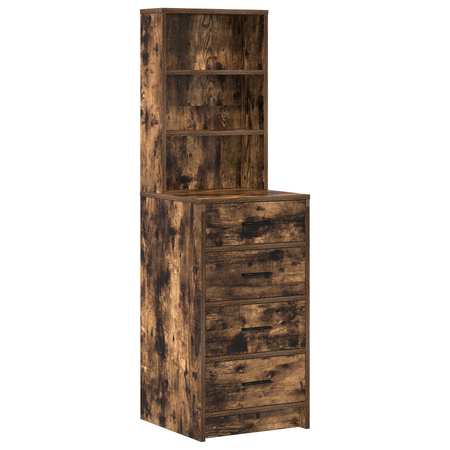 Hoogkast Set Van 3 Gerookt Eiken Stevig Hout Hoogkast
