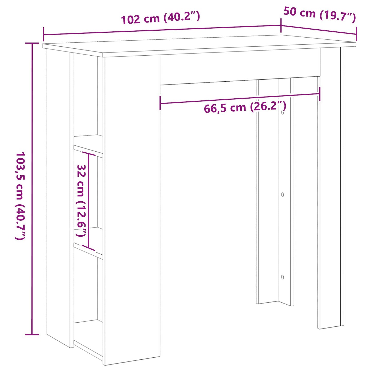Bartafel Met Plank - Zwart Eiken, 102X50X103,5 Cm, Gemaakt Van Samengesteld Hout