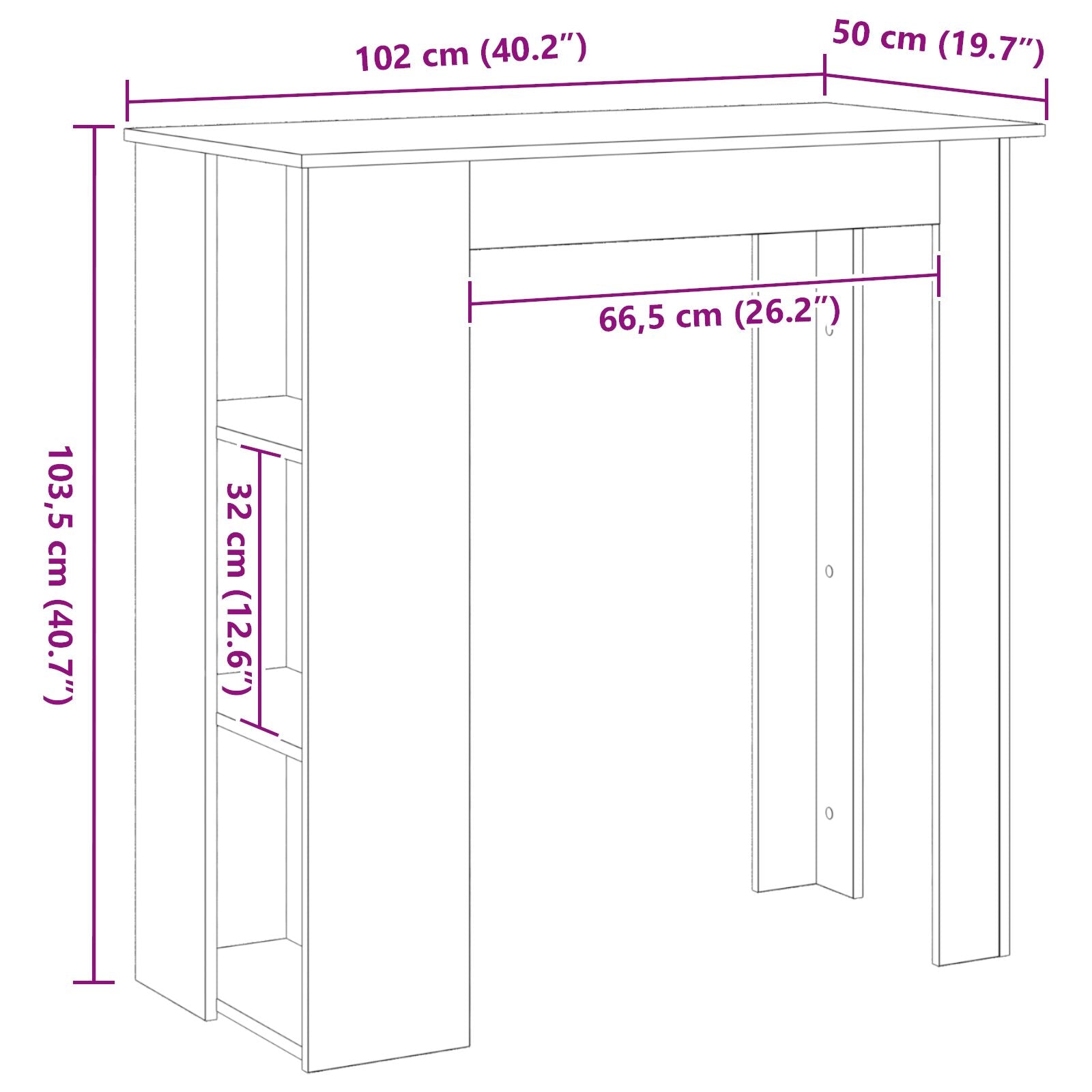 Bartafel Met Plank - Zwart Eiken, 102X50X103,5 Cm, Gemaakt Van Samengesteld Hout