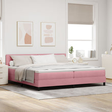 Boxspringbed Met Matras Roze 200X200 Cm Fluweel Blauw