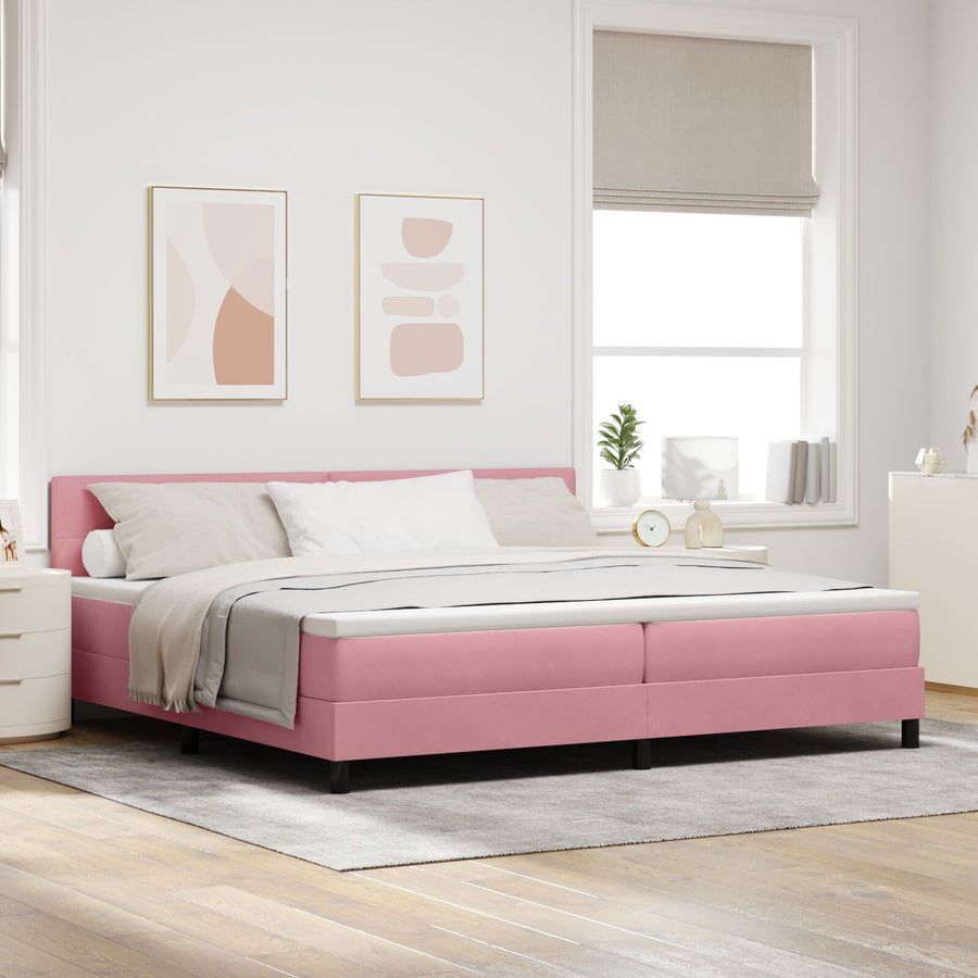 Boxspringbed Met Matras Roze 200X200 Cm Fluweel Blauw