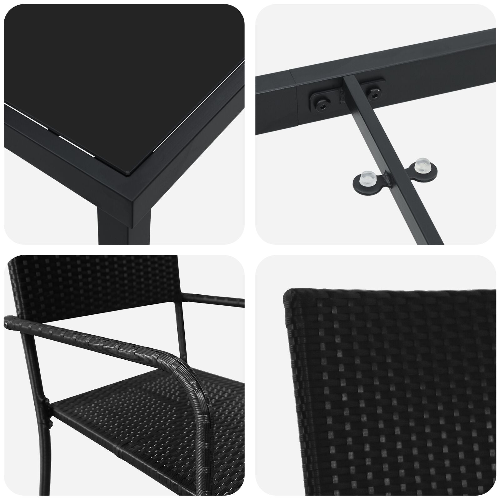 3 Delige Tuindinerset Zwart Poly Rattan